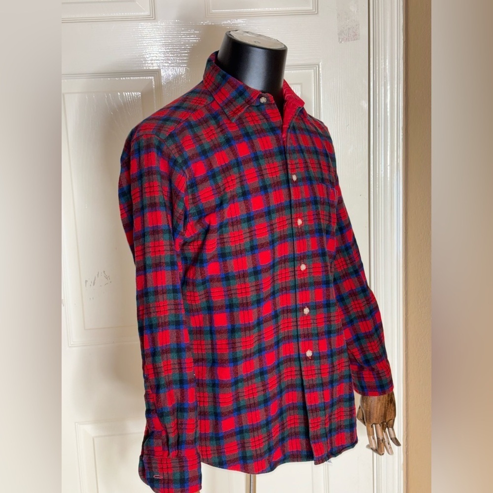 VTG Pendleton Flannel Shirt Mens Medium Red Tartan Plaid Wool Long Sleeve​​​ - Picture 5 of 12